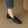 Fashion NEW Spring/Autumn Women Loafers Square Toe Chunky Heel Shoes Elegant Genuine Leather Shoes for Women Retro Sheepskin Women Pumps