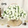 Artificial Carnation 20 Heads Realistic Fake Silk Flower Wedding Party Home Office Table Centerpiece Faux Floral Plants Branch Decoration