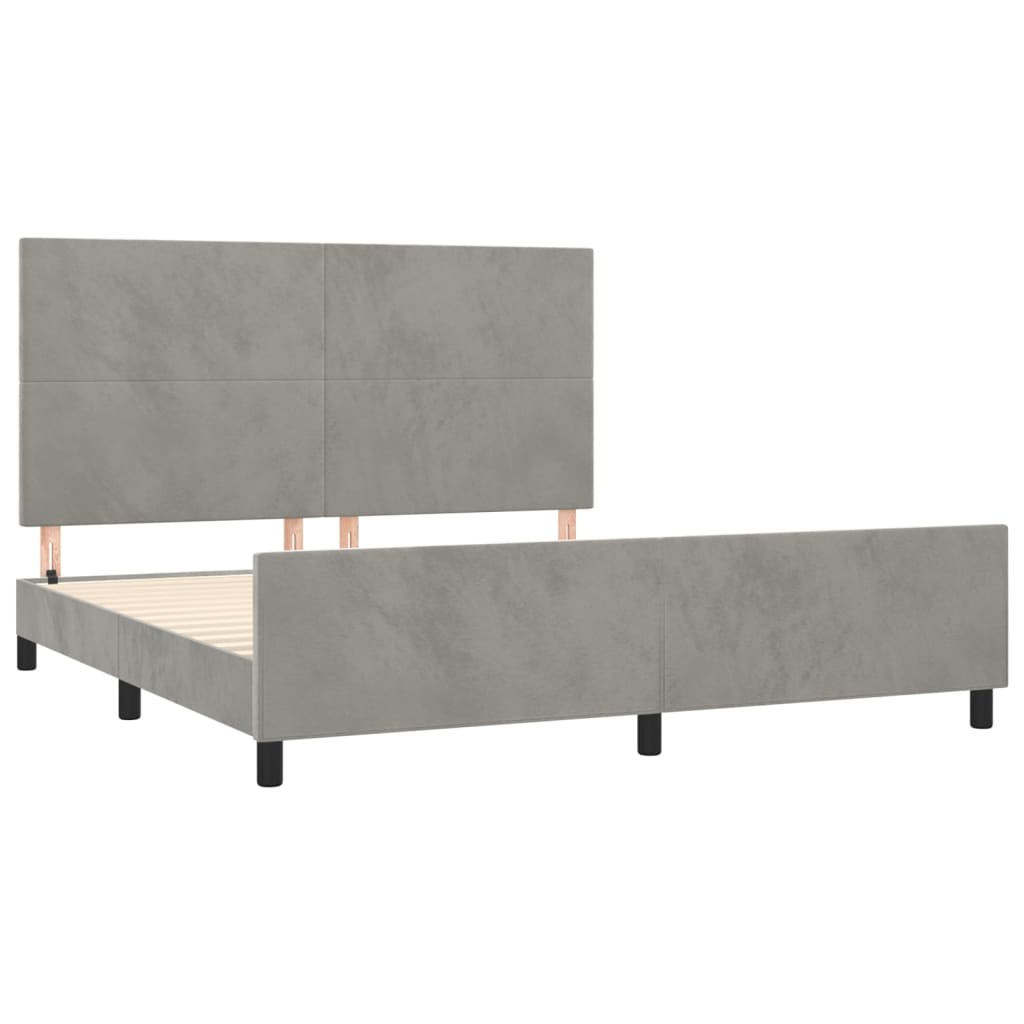 Bed Frame with Headboard Light Grey 180x200 cm Velvet