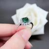 Emerald Simple Pave Setting Gift 1 Carat Moissanite PT950 Platinum Ring Women - Emerald for Elegance, Exquisite Pave