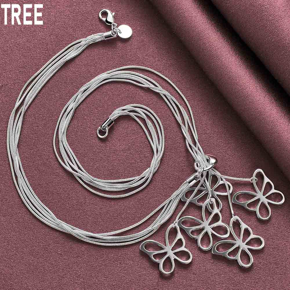 925 Sterling Silver Snake Chain Butterfly Necklace Fashionable Wedding Jewelry