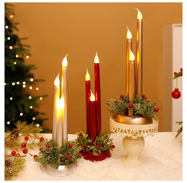 Christmas Candle Ornament: Desktop Decoration Holder with Night Light