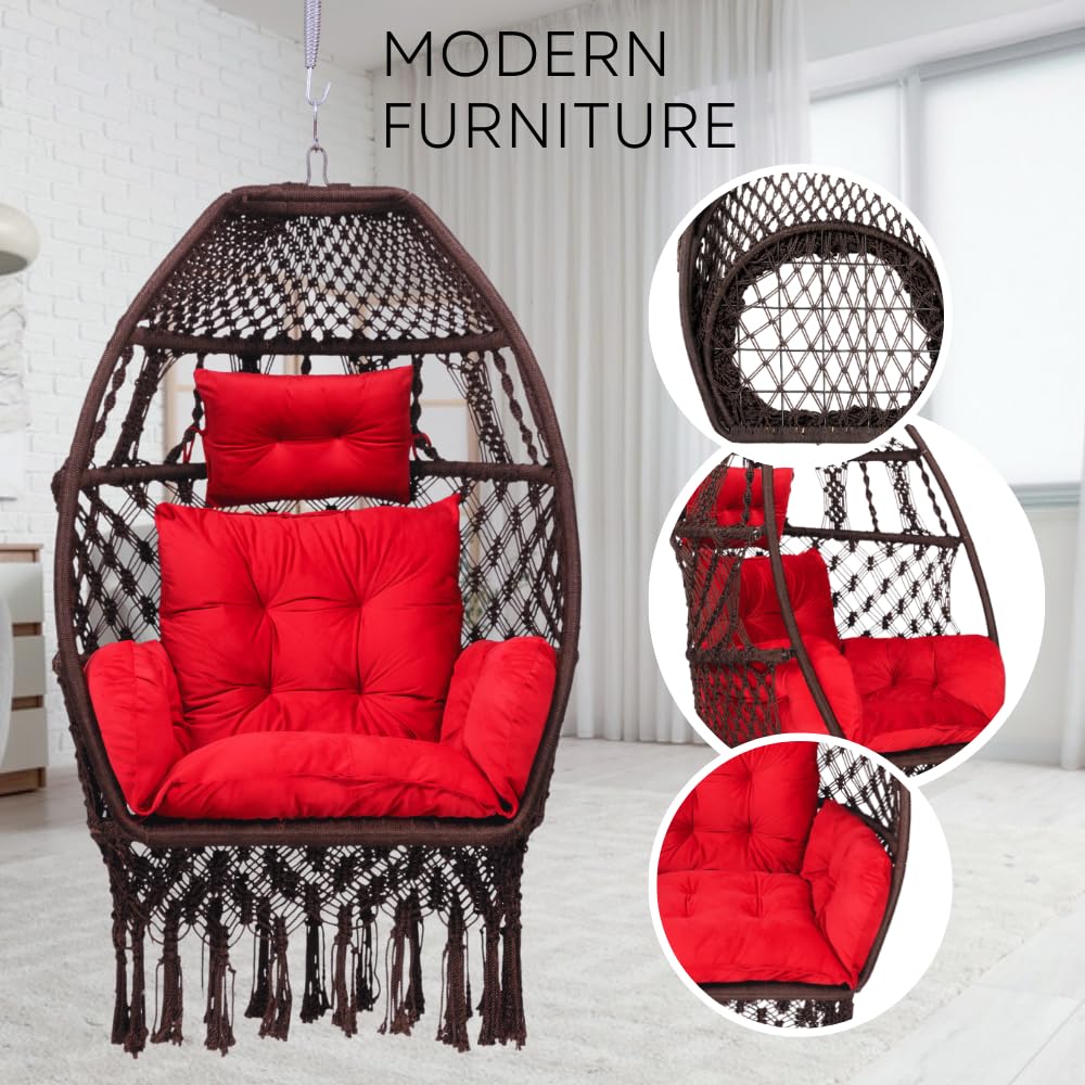 Polyester Foldable Egg Chair/Swing Chair for Adults// 200Kgs Weight Capacity-Brown