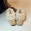 Sheepskin Version~ French Suede Square Head Inner Height Increase Fur Integrated Fleece Single Shoes Women's Autumn and Winter Versatile Fluffy Shoes