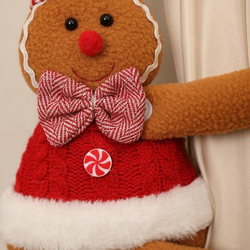 Christmas Curtain Buckles, Decorative Items, Cartoon Couple Gingerbread Dolls, Curtains Hugging Party Dolls, Holiday Decorations