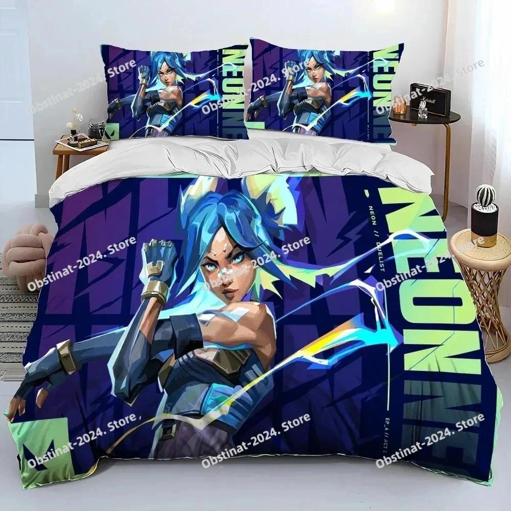 3D VALORANT Game Gamer Cartoon Comforter Bedding Set,Duvet Cover Bed Set Quilt Cover Pillowcase,king Queen Size Bedding Set Kid