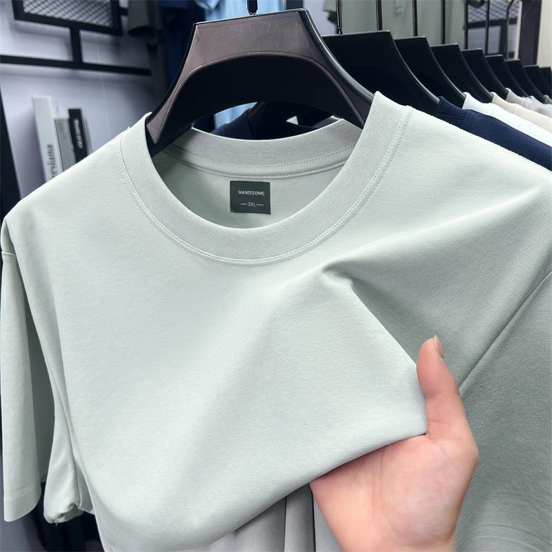 High Quality Men's O-Neck Short Sleeve T-Shirt Summer Arrival Solid Color Simple Ventilate Casual Versatile Sports Men'swear