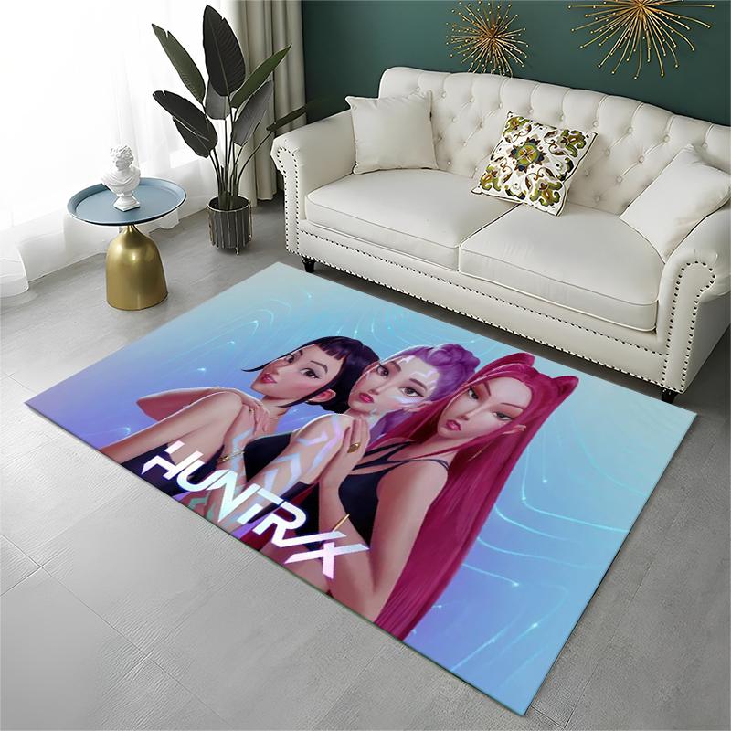 Kpop Demon Hunter Rumi Mira Zoey Cartoon Group Carpet Rug for Playroom Bedroom Living Room Sofa Home Decor,Area Rug Non-slip