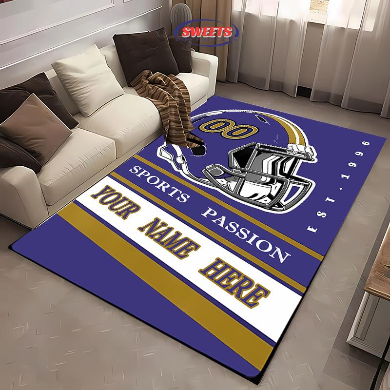 1 Stück Individueller Teppich für Schlafzimmer Personalisierte Bereichsteppiche mit Ihrem Namen und Ihrer Nummer Individueller Fußballteppich Geschenke für Männer Fans Frauen Kinder