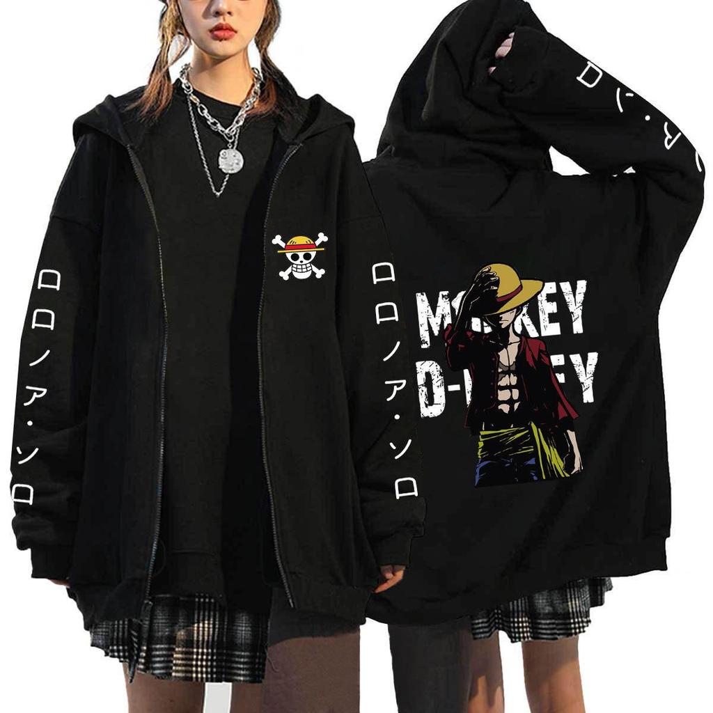 ONE PIECE Japanese Anime Luffy Chopper Zipper Hoodies Sweatshirts Women Men Cartoon Jackets Sweatshirt Unisex Streetwear Autumn Coats Tops Cardigan