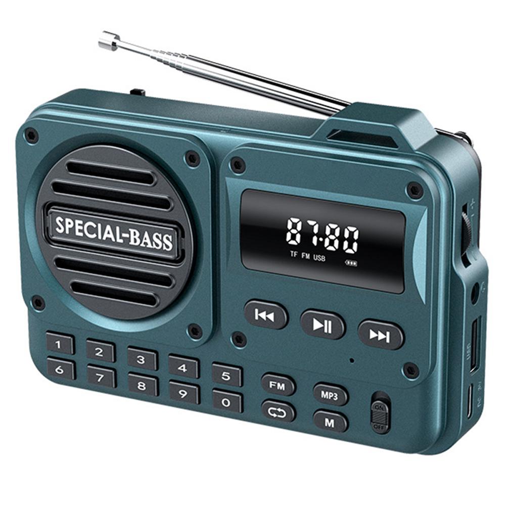 

Мини транзисторное радио с динамиком Радио с питанием от батареи 2000 мАч Совместимое с Bluetooth/TF Перезаряжаемое для бега, езды на велосипеде синий