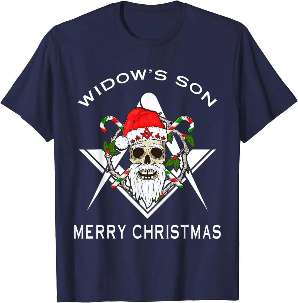 Merry Christmas Masonic Widow's Son Mason Xmas Gift T-Shirt 100% Cotton O-Neck Short Sleeve Casual Mens T-shirt Size S-3XL
