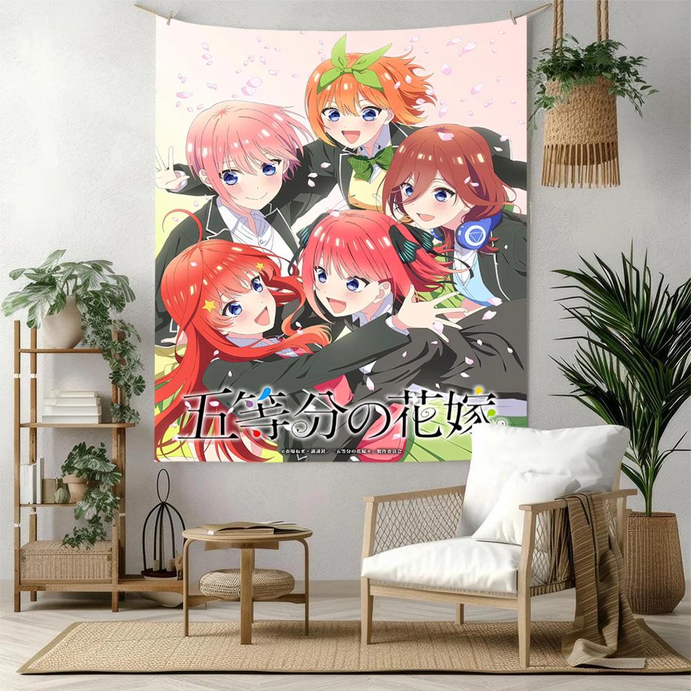 Quintessential Quintuplets Wall Decor Tapestry Art For Pet Memorial Birthdaywedding Party Backdrop Family Gift