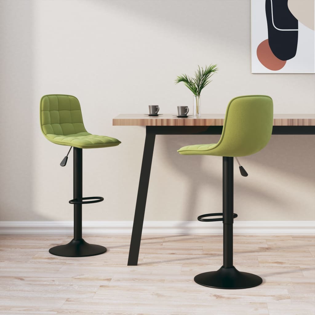 Bar Stool Set of 2 Light Green Velvet