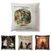 Alice In Wonderland Cartoon Pillow Case Cotton Linen Square Cushion Cover**