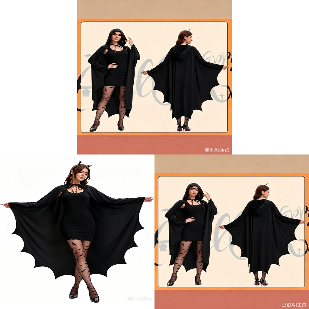 Halloween Bat Cloak For Women With Hood Cosplay Costume For Costume Party