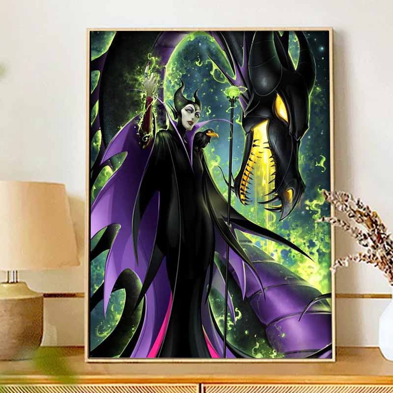 Disney Diamond Painting 5D DIY Maleficent Dragon Diamond Painting Art Diamond Painting Kit Adult/Beginner Gift Idea Home Decor