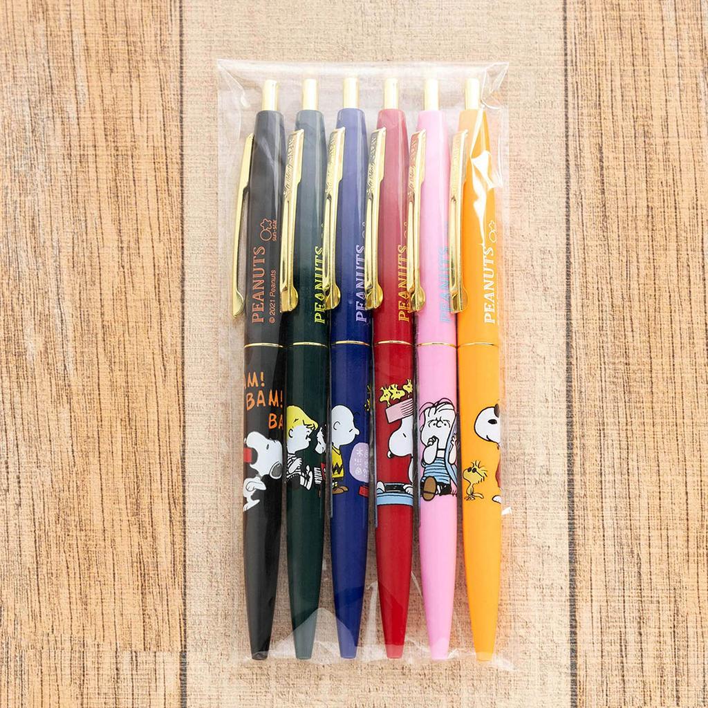 Sunstar Stationery Snoopy Ballpoint Pen Click Gold Set N4648S6A Oil-based 6-Piece