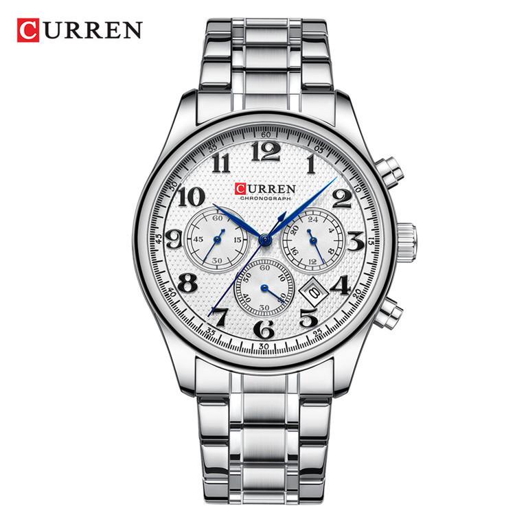 CURREN 8466 Men's Multifunctional Steel Chronograph Quartz Watch