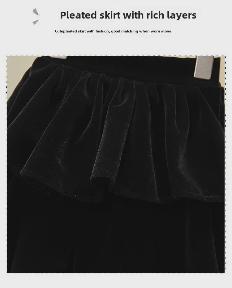 Velvet High-Waist A-Line Skirt for Women & Girls - Autumn/Winter Collection