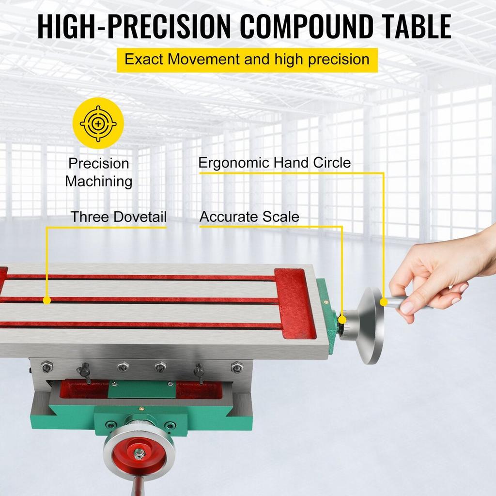 Milling Table 17.7×6.7Inch Compound Slide Milling Table 30KG Multifunction Worktable Cross Milling Machine Compound 2 Axis 4 Ways for All Drill Stands