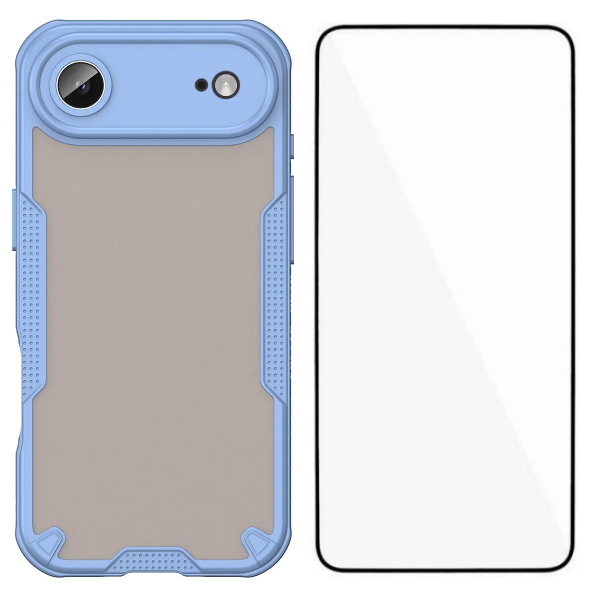 

For iPhone 17 Air Case WANLONFENG MFFJ Series Anti Drop TPU Phone Back Cover with Screen Film Blue