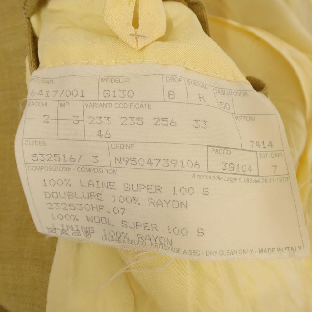 Hermes Made In Italy SUPER 100’s Tailored Jacket 50 Yellow Beige Blazer Men's Used