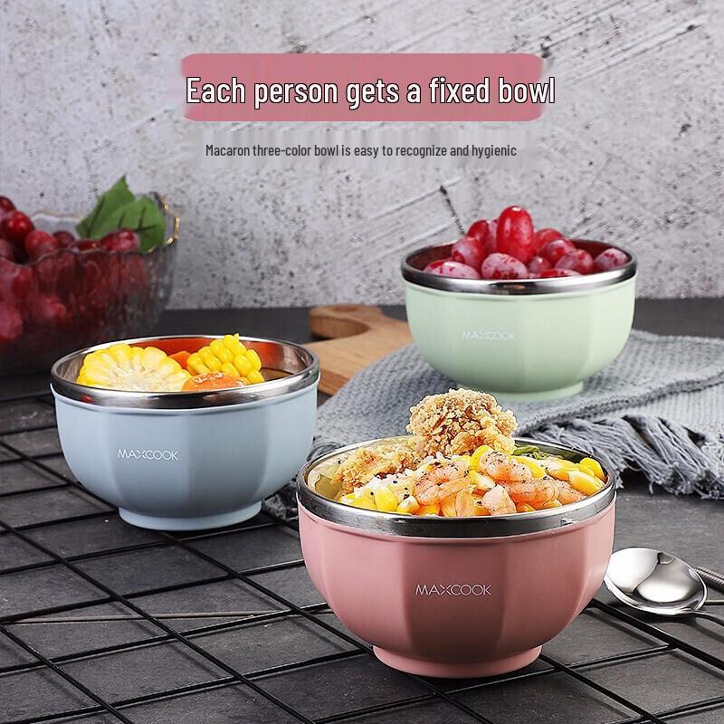 MAXCOOK 304 Stainless Steel Colorful Bowl 3-Piece Set