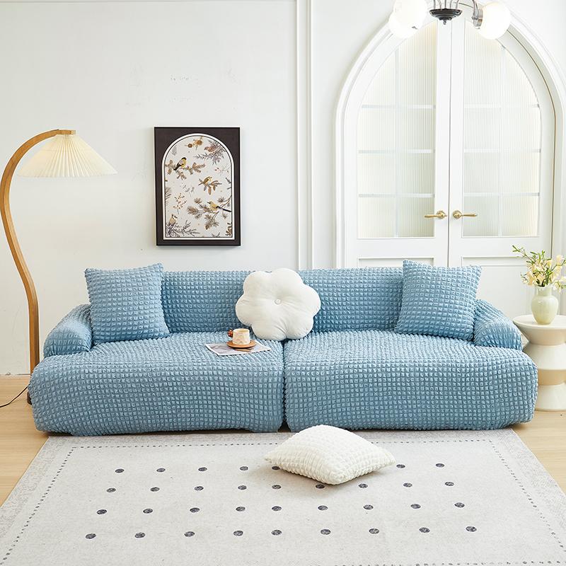 Bubble popcorn series solid color simple straight row elastic sofa cover single piece single/double/three/four people