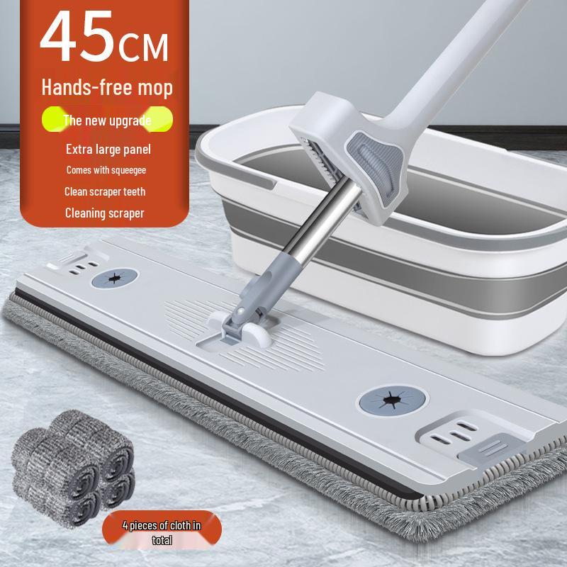 Foldable Flat Wet/Dry Mop with Bucket - Hands-Free, Free Shipping