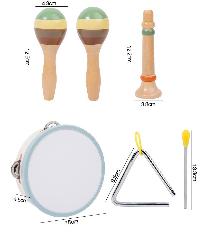 Wooden Orff Percussion Instruments for Children's Vocal Enlightenment: Maracas, Claves, Hand Bell, Xylophone Educational Toys