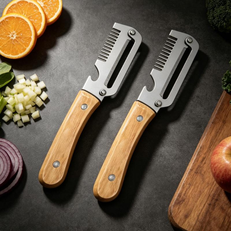 Household Kitchen Peeler Stainless Steel Vegetable Peeler Wooden Handle Peeling and Slicing Fruits and Vegetables Kitchen Tool