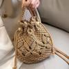 New Summer Fashion Handmade Hollow Out Bucket Bags for Women Shoulder Crossbody Bag Female Handbag Casual Travel Beach Handbags