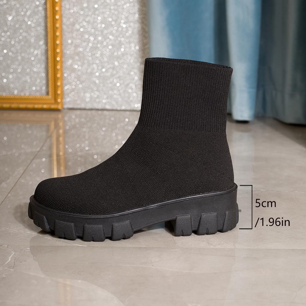 Women's Boots 2026 Platform Boots for Autumn Winter Shoes Fashion Round Toe Slip On Platform Shoes Women's Ankle Boots