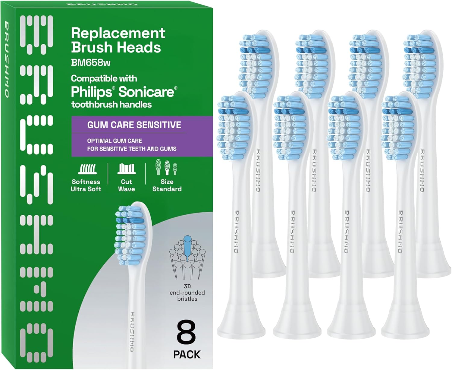 

o Gum Care Sensitive Replacement Toothbrush Heads, Compatible with Philips Click-on Toothbrush Handles, United States