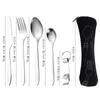 Amazon Hot Selling Stainless Steel Knife, Fork, Spoon Set 5pcs Bone Pack Outdoor Travel Knife, Fork Set Portable Tableware