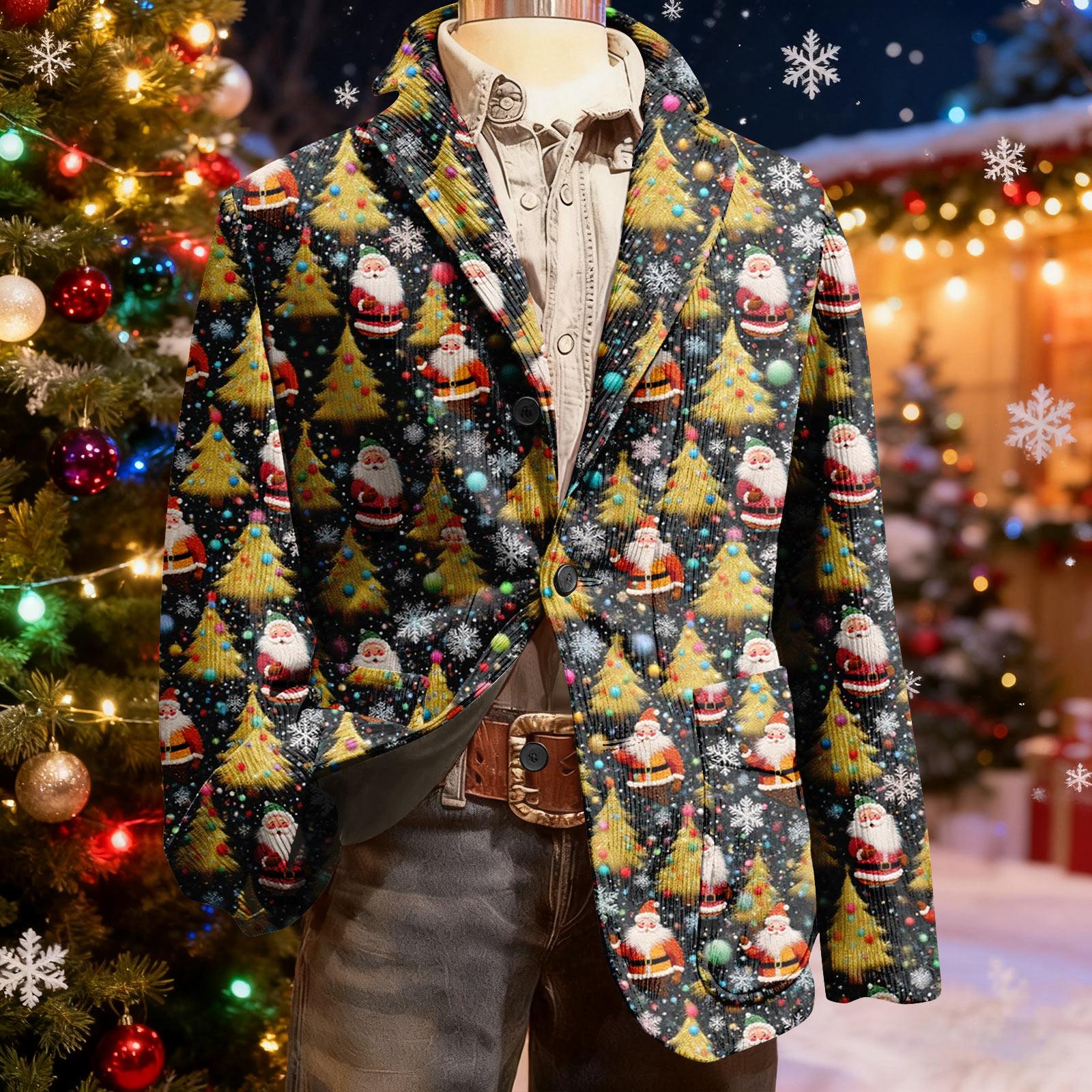 Мужской уродливый рождественский вельветовый теплый карманный пиджак-кардиган, мужской повседневный костюм XL хаки