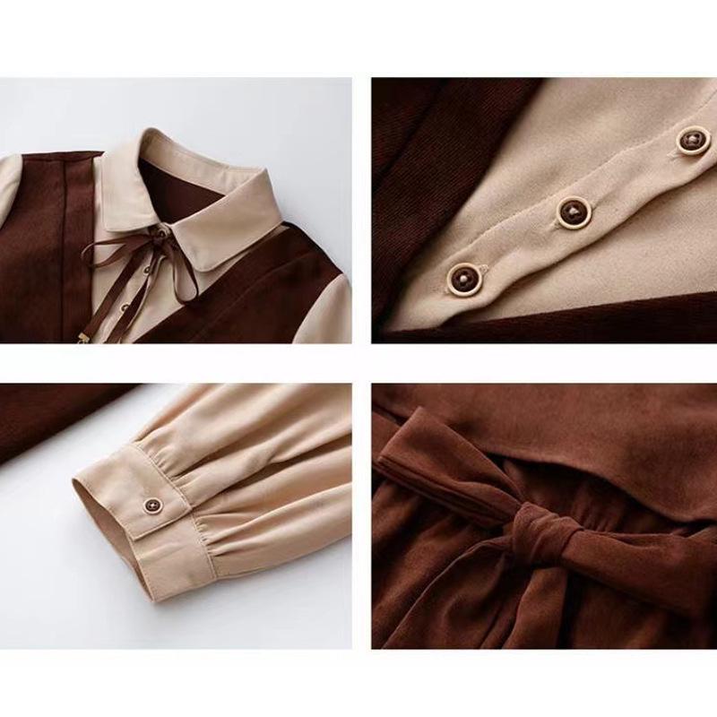 2024 Women's Autumn/Winter Waist-Hugging A-Line Polo Dress