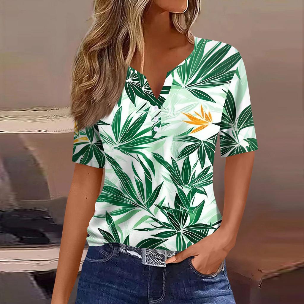 Women's Blouse Fashionable And Casual Short-Sleeved Printed T-shirt Top