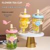 Cute Floral 500ml Glass Straw Bottle with Infuser