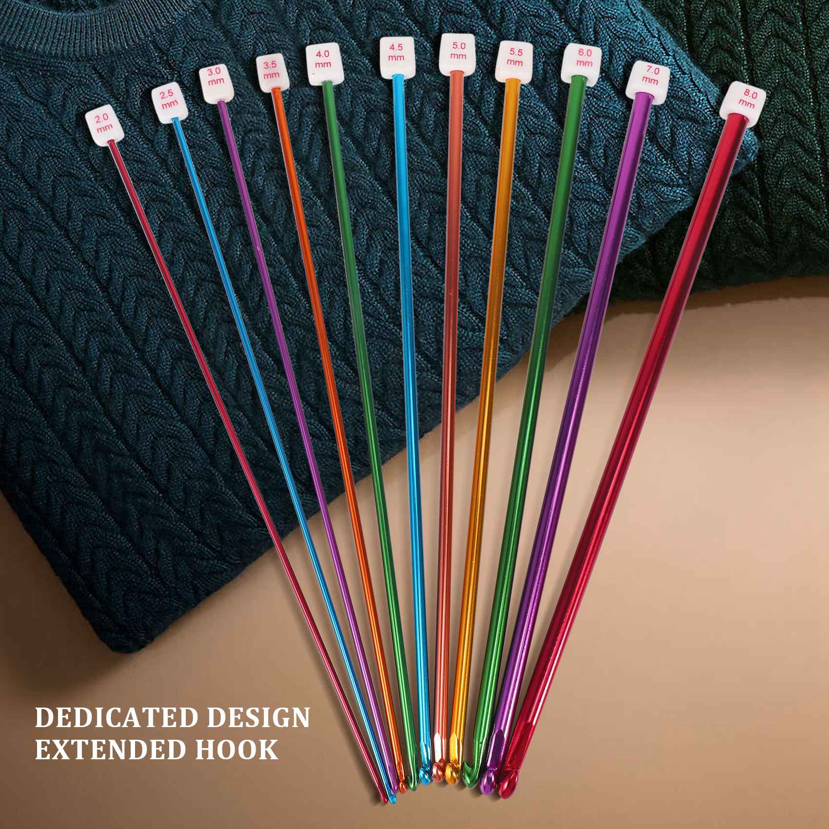 

BHBL 11pcs 10.6 Multicolour Aluminum TUNISIAN AFGHAN Crochet Hook Knit Needles Set 2-8mm China Mainland