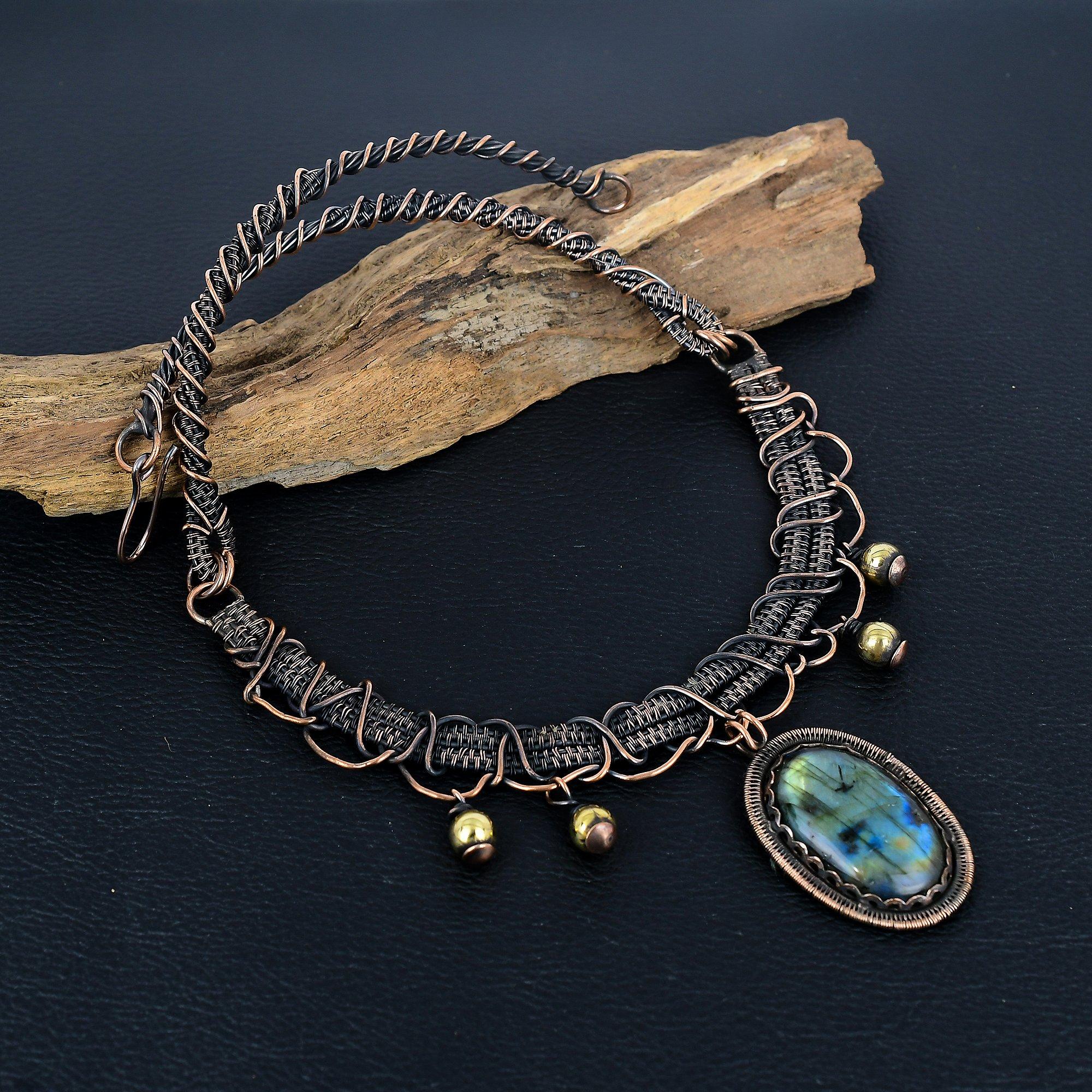 

Labradorite Necklace, Gemstone 999 Copper Wire Wrapped Necklace, Handmade Jewelry, Birthday And Anniversary Gift For Her