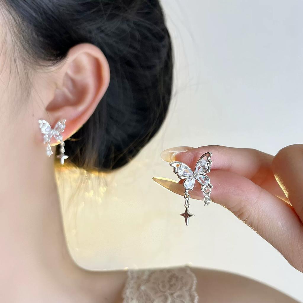 925 Silver Bow Knot Ear Clip for Women Girl Ribbon Design Ballet Style Sweet Jewelry Gift