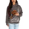 Unisex Fashion Casual Solid Color Long Sleeve Hooded Sweatshirt with Pet Pocket