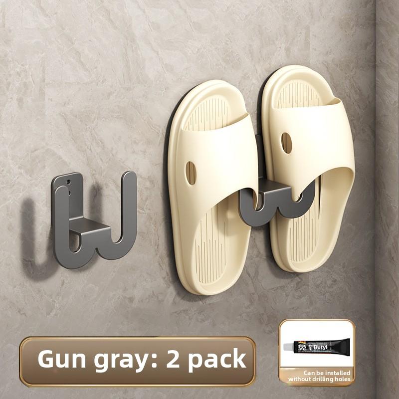 Suport papuci baie montat pe perete fără găurire, suport depozitare pantofi montat pe perete pentru toaletă, cârlig depozitare cu scurgere pentru toaletă