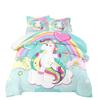 Cartoon Unicorn Three-piece Set Digital Print Fluffy Duvet Cover