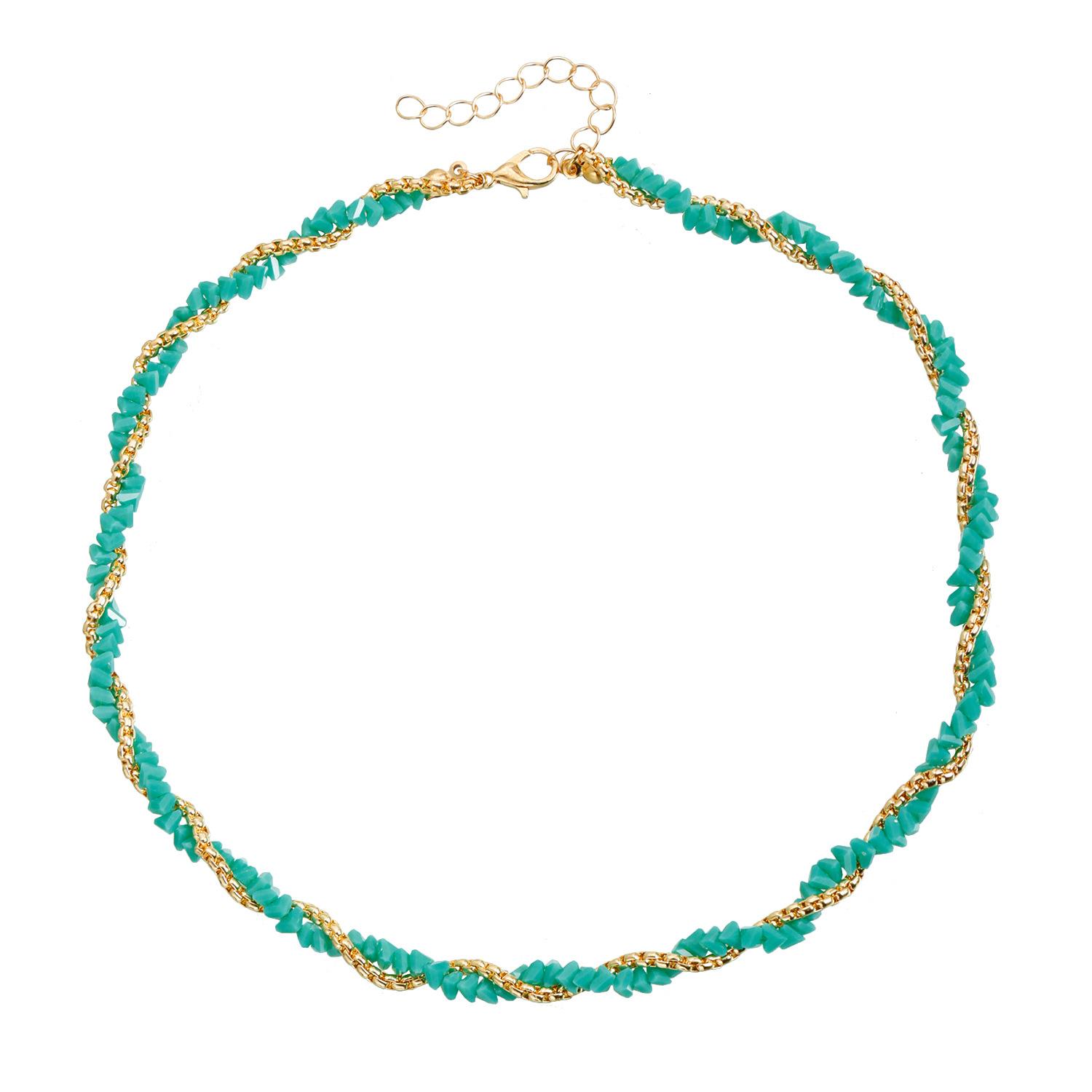 Glass Crystal Golden Snake Chain Wrap Necklace Sexy Babes Ins Splicing Wind Collarbone Chain