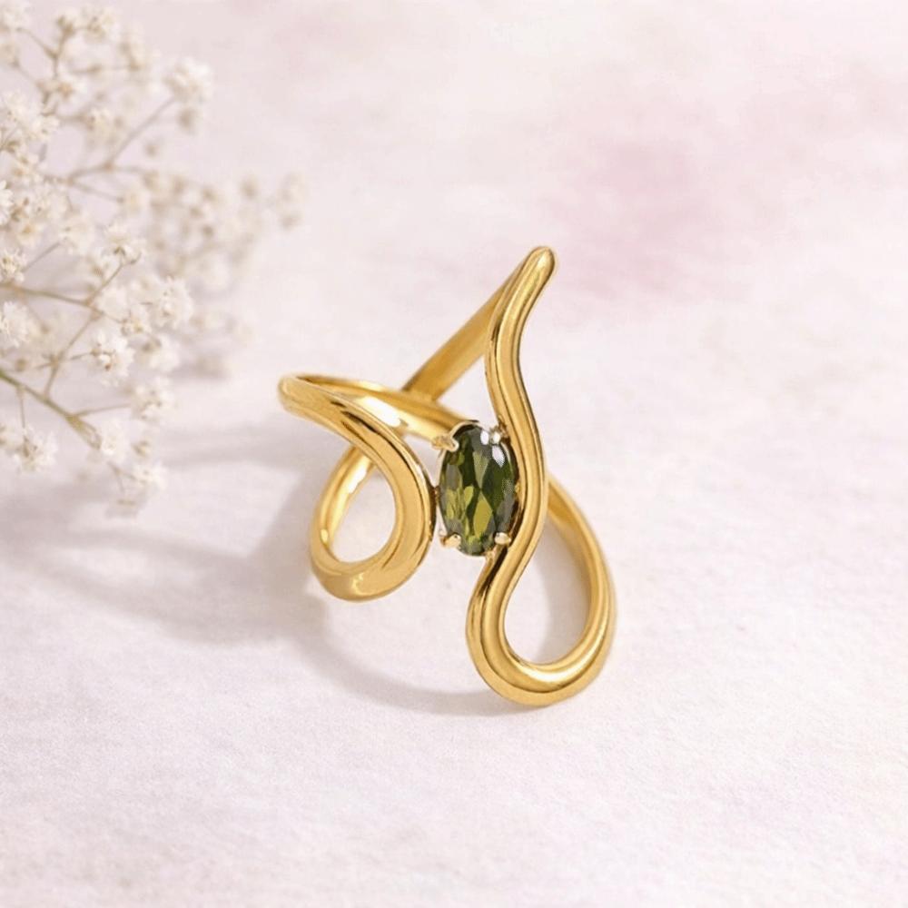 Red Zircon Irregular Stainless Steel Rings Women Hollow Adjustable Rings  Women Accessories