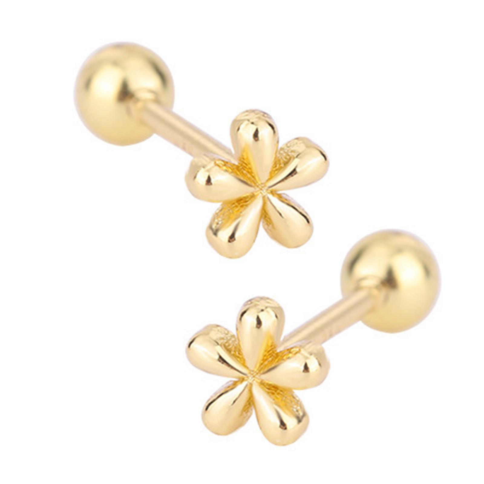 

Элегантные серьги-пусеты с цветочным дизайном и уникальными застежками-винтами для надежной и удобной носки в любой ситуации. золотой