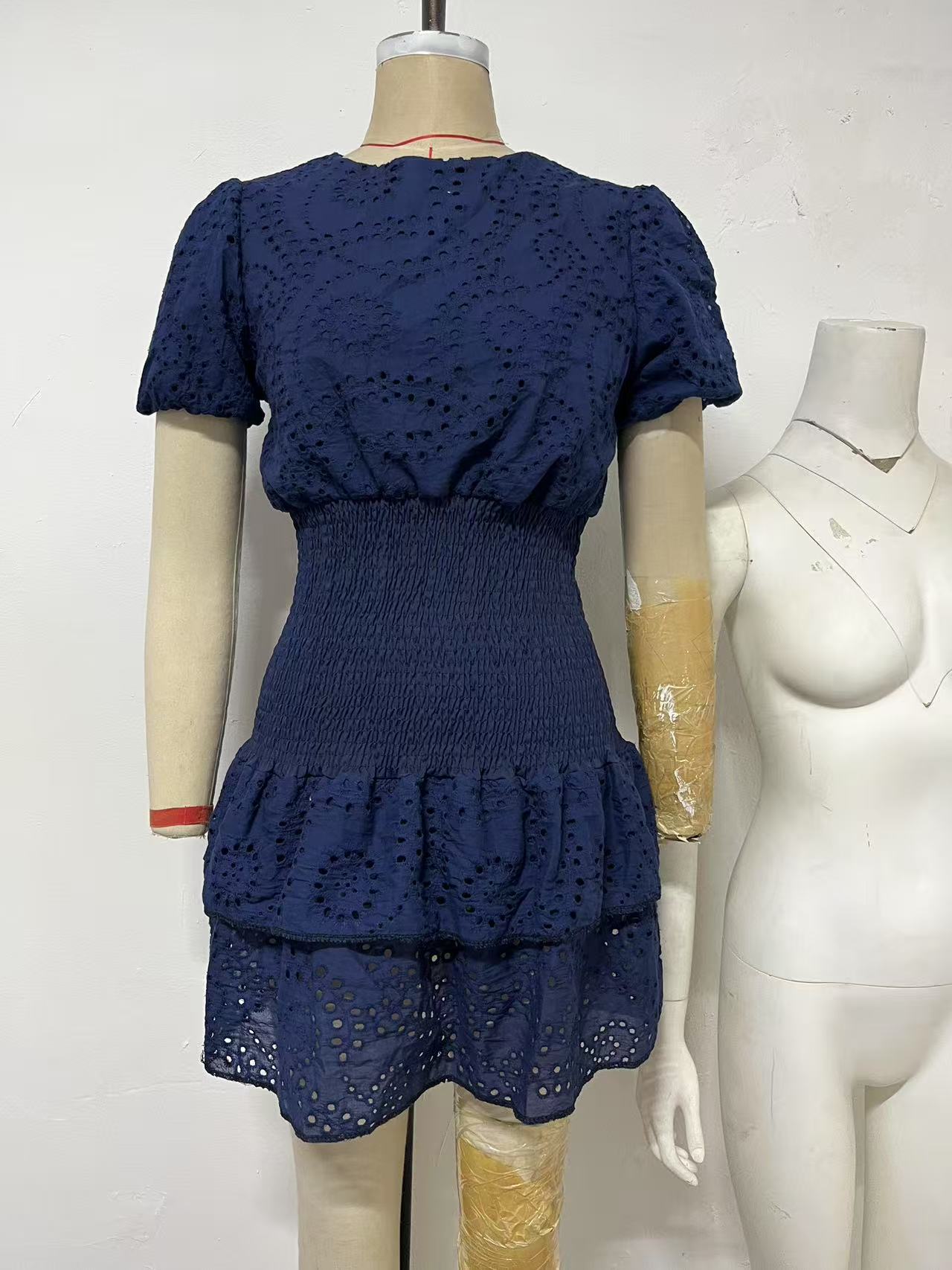 

Crew neck new dress women s butterfly sleeves XL Темно-синій